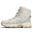 Bota feminina impermeável com peluciado interno para utilização no inverno e neve, na cor bege